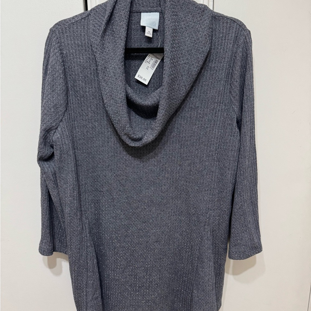 Women's Gray Cowl Neck Sweater